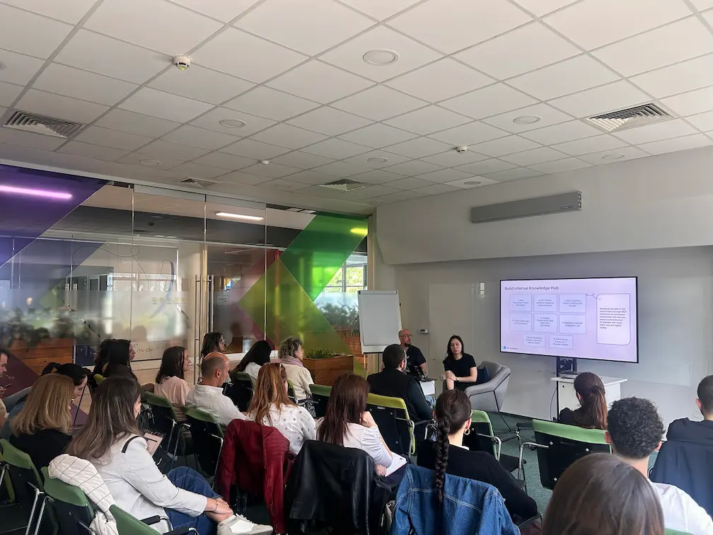 Marketers and SEO practitioners at the VertoTalks Sofia session on content AI automations, Campus X
